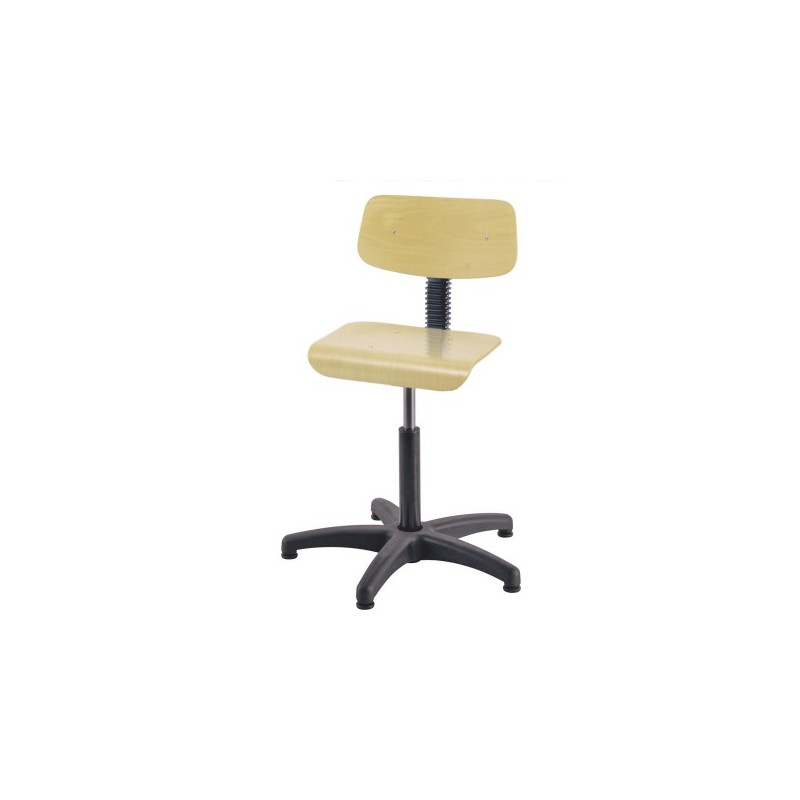 Chaise De Bureau Sans Roulettes Reglable Et Pivotante Hetre Naturel